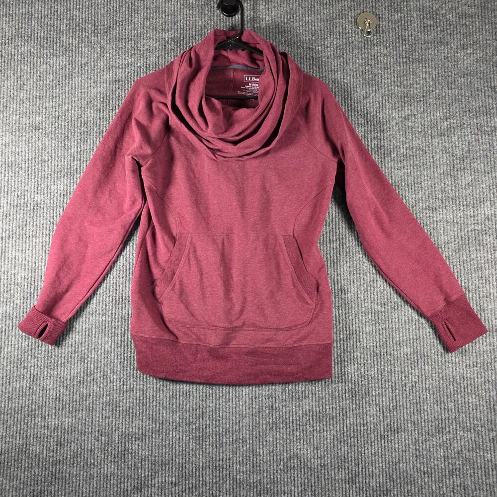 L.L.Bean Maroon Cowl Neck Sweatshirt Thumbhole Pullover Medium